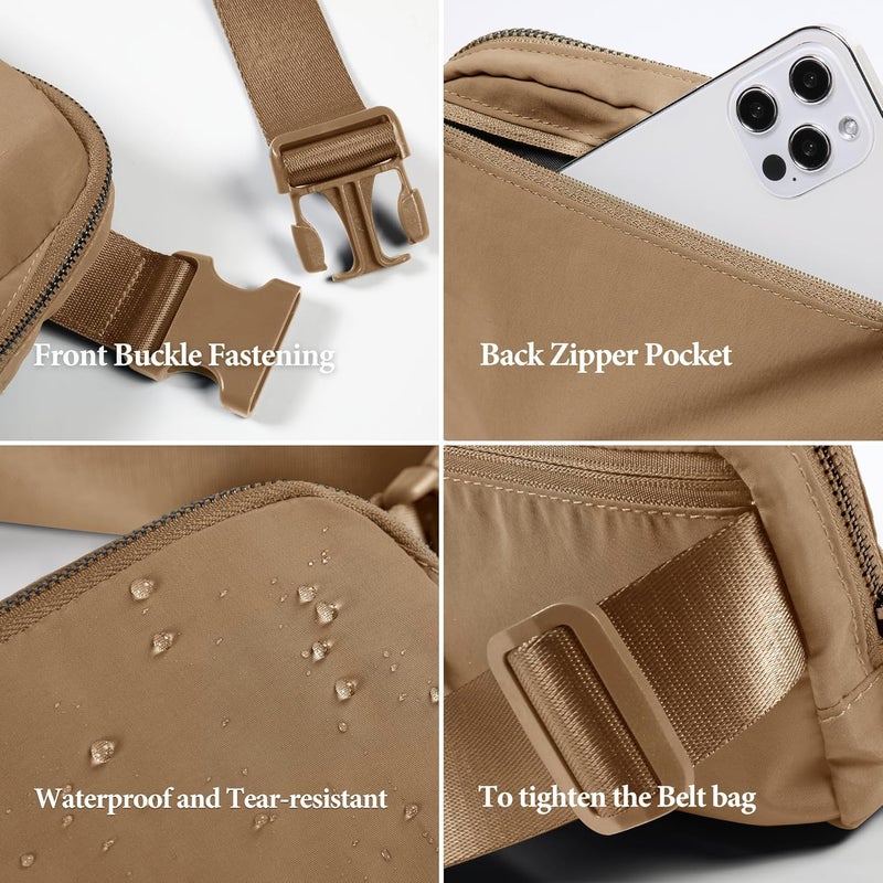 ODODOS Unisex Mini Belt Bag with Adjustable Strap Small Fanny Pack for Workout Running Traveling Hiking, Caramel - Image 5